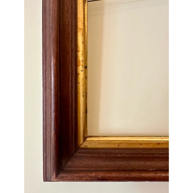 Shabby Chic Vintage Long Rectangular Mahogany Wood Frame For Sale - Image 3 of 9