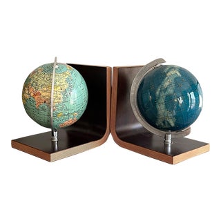 Vintage Mid-Century Earth and Celestial Globe Bookends - a Pair For Sale