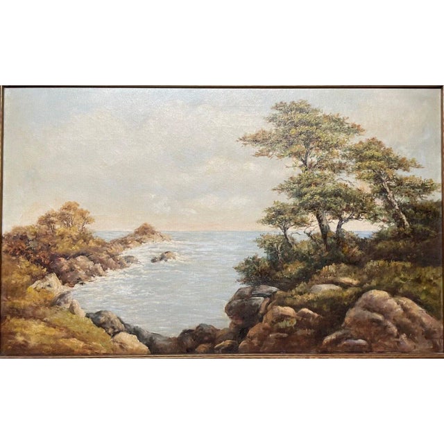 Impressionist Antique California School Coast of Monterey Signed Illegible Oil Painting -wood? For Sale - Image 3 of 12