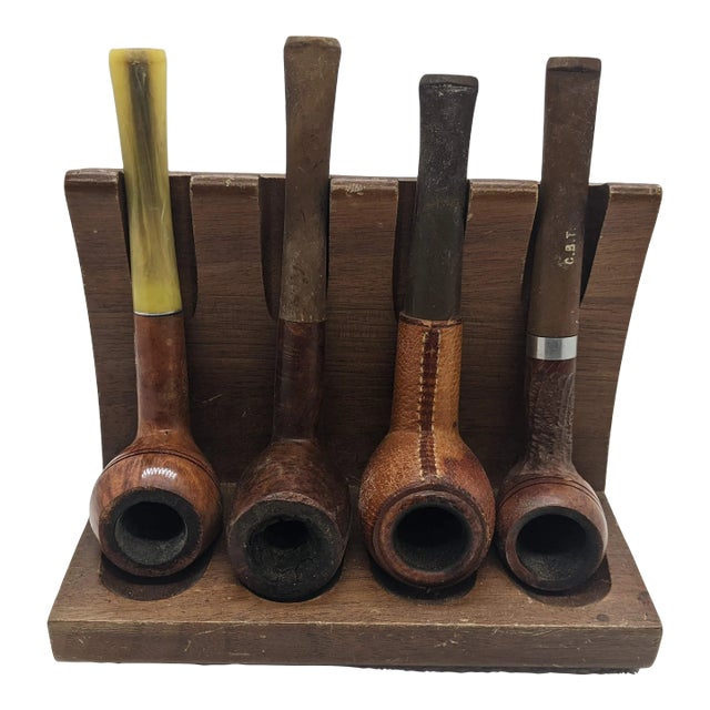 Mid 20th Century Decatur Industries Pipe Stand With Pipes - 5 Piece Set For Sale