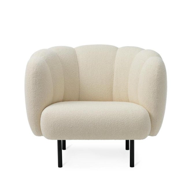 Cape Lounge chair with stitches cream by Warm Nordic Dimensions: D95 x W84 x H 80 cm Material: Textile upholstery, Wooden...