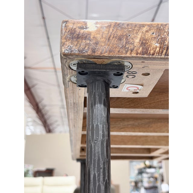 Sculpture Materials Interlude Home Reclaimed Wood Mosaic Dining Table With Iron Hairpin Legs For Sale - Image 7 of 9