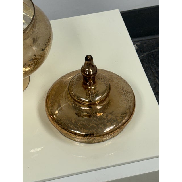 Antiqued Mercury Glass Footed Lidded Jar For Sale - Image 12 of 12