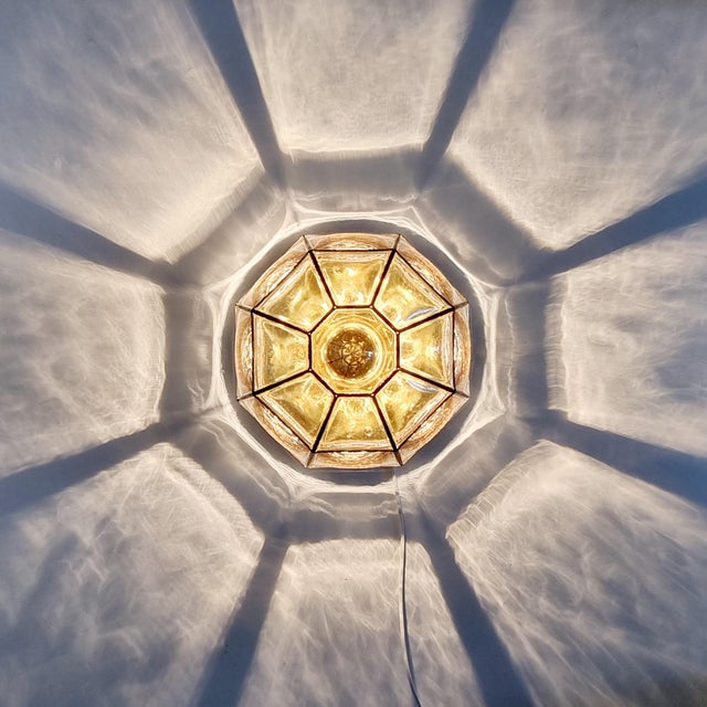 Black Mid-Century Glass and Metal Flush Mount from Limburg, Germany, 1960s For Sale - Image 8 of 12