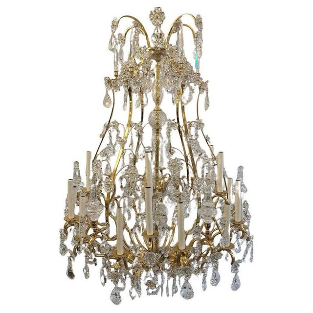 Large Chandelier in Gilded Bronze and Palwa Crystal, 1980s For Sale - Image 11 of 11