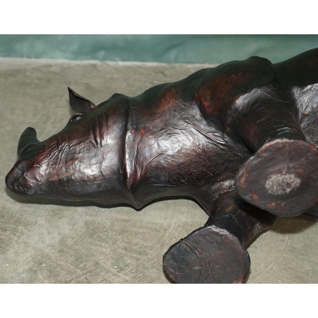 Large Antique Leather Rhino Ottoman by Dimitri Omersa for Libertys of London, 1925 For Sale - Image 18 of 18