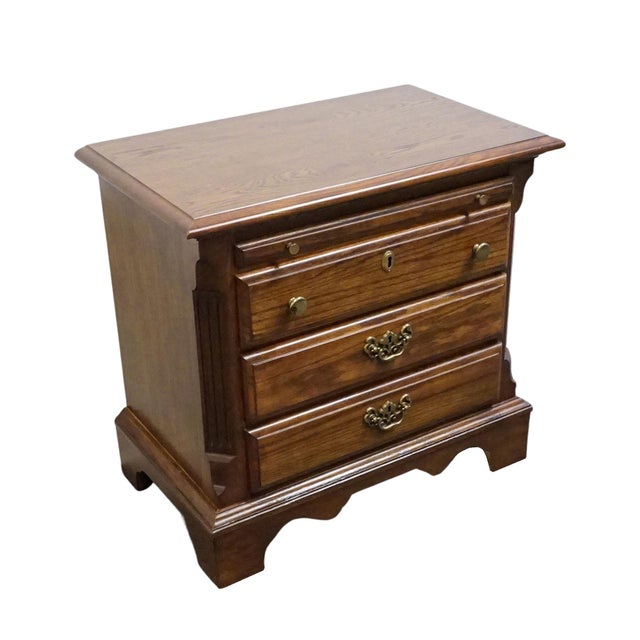 Stanley Furniture Stanley Furniture Solid Oak Rustic Early American 27" Three Drawer Nightstand 3413-80 For Sale - Image 4 of 15