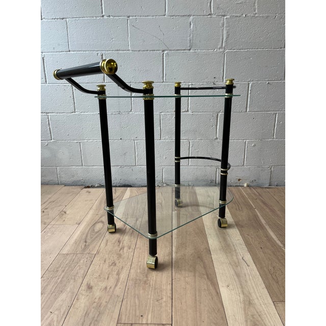 Contemporary Modern Black and Brass Tea or Bar Cart, Vintage Design, Elegant Style For Sale - Image 3 of 11