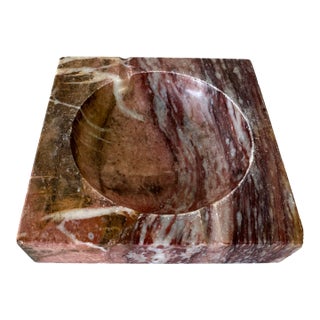 1980's Postmodern Veining Marble Square Ashtray For Sale