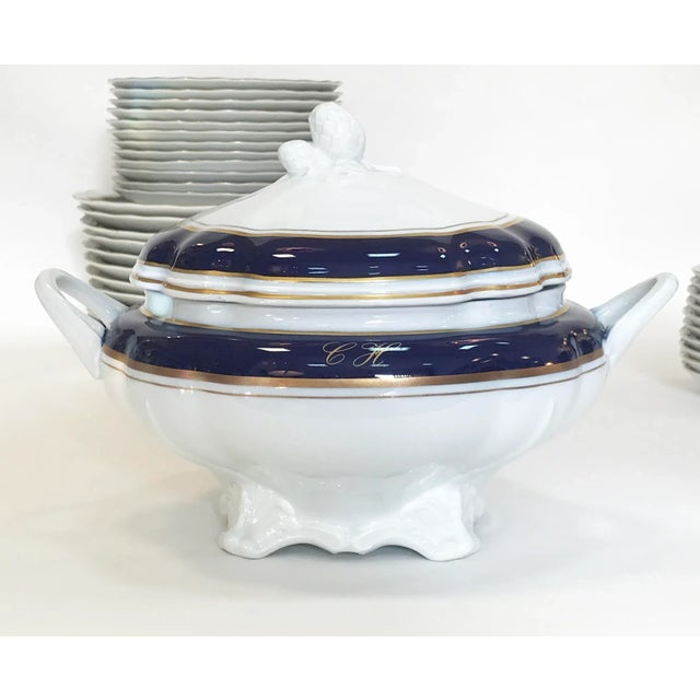 Cobalt & 24K Gold Porcelain Service from Bidasoa, 1980s, Set of 84 For Sale - Image 16 of 18