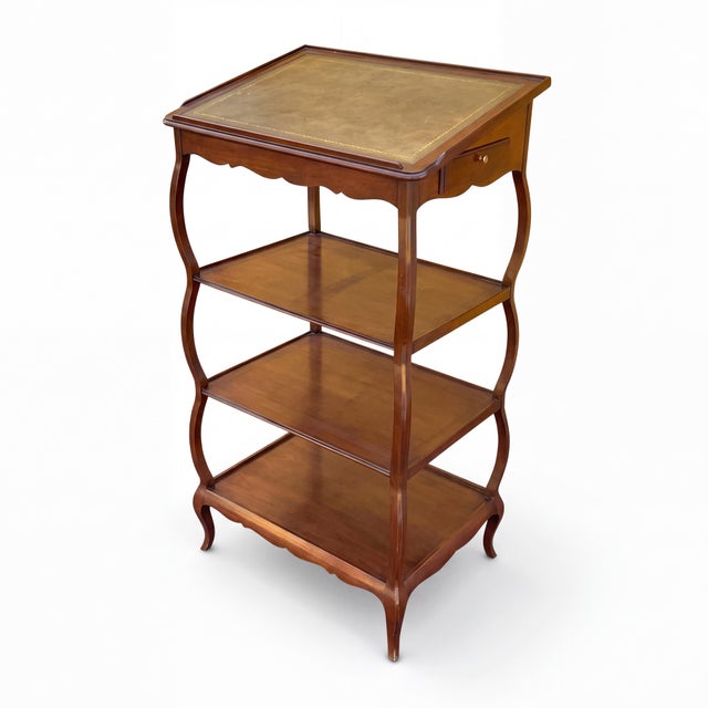 Baker Furniture Company Baker Furniture McMillen Coll. Mahogany & Leather Bookstand Lectern Shelf Etagere For Sale - Image 4 of 7