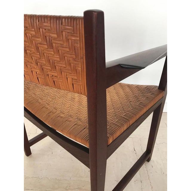 Brown Armchair in Wood & Rattan Hvidt & Orla Mølgaard, Denmark, 1960s For Sale - Image 8 of 14