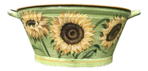 Antique Painted Sunflowers on Footbath