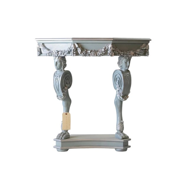 Pair of Vintage Silver and Gray Rococo-Style Side Tables/Console Tables For Sale - Image 4 of 12