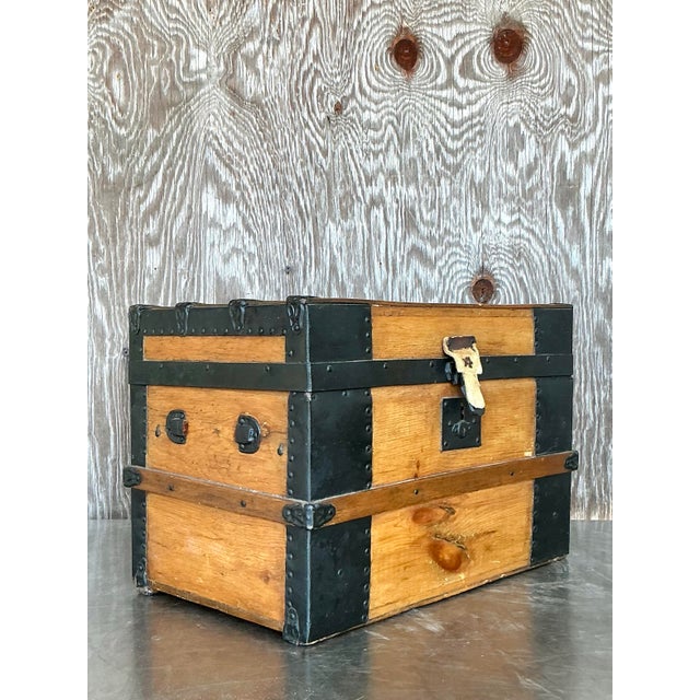 Antique Boho 19th Century Travel Trunk For Sale In West Palm - Image 6 of 12