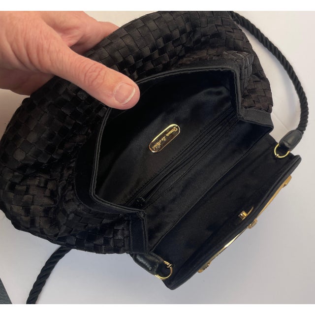 1980s 1980s Black Woven Ribbon Evening Bag For Sale - Image 5 of 6