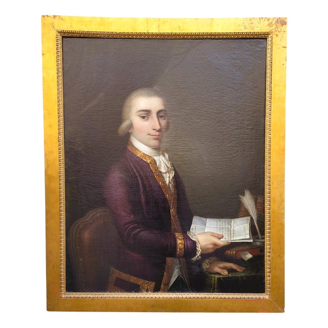 Uknown, Gentleman with Letters, 18th Century, Oil on Canvas, Framed For Sale