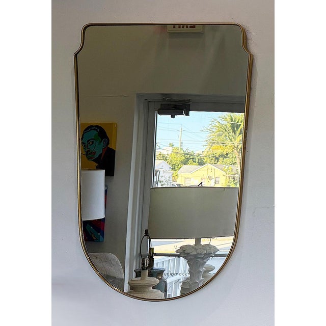 Brass Substantial Mid-20th Century European Brass Shield Mirror, 3 Available, Per Item For Sale - Image 8 of 8
