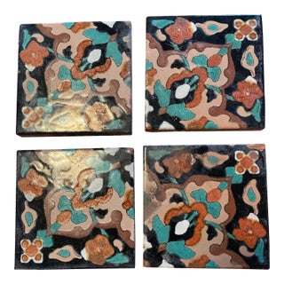 Taylor Vintage Tile California Spanish Revival Tiles Set of 4 For Sale