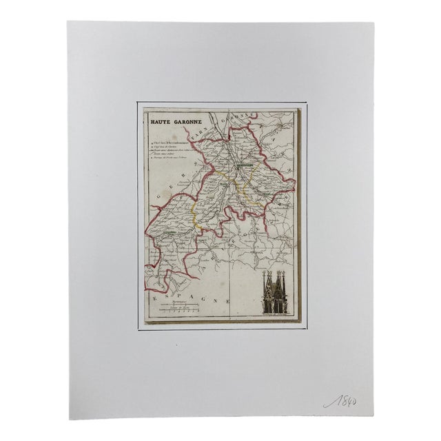 Map of the French Department of Haute-Garonne after Charles V. Monin, 1840s For Sale