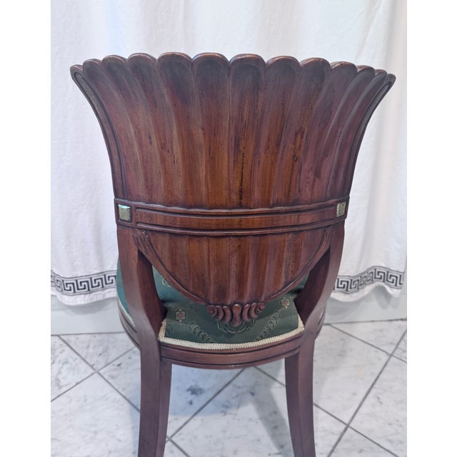 Late 20th Century Attributed Maitland Smith Mahogany Fan Back Dining Chairs - A Pair For Sale - Image 9 of 17