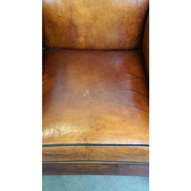 Art Deco Club Chair in Sheepskin Leather For Sale - Image 6 of 18