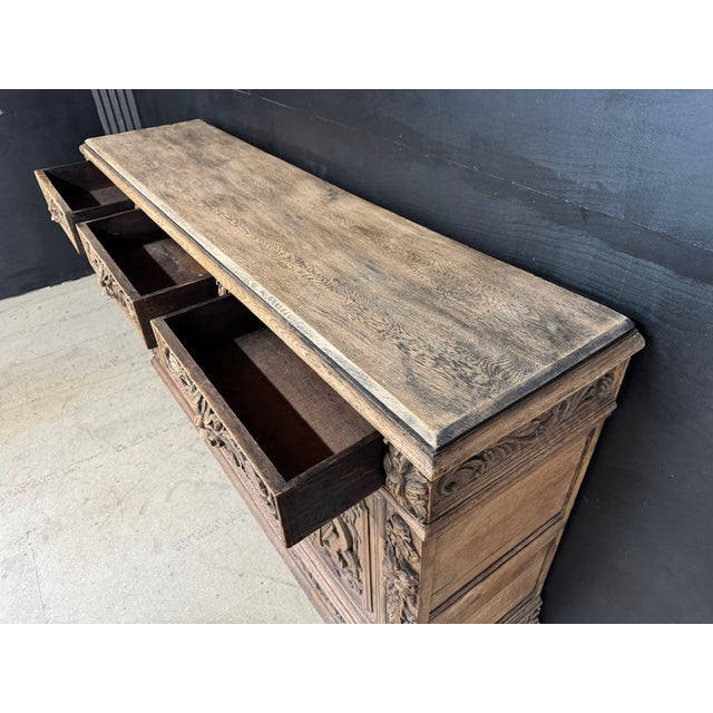 French Carved Oak Sideboard, 1860 For Sale - Image 6 of 16