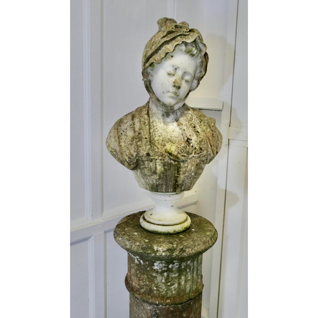 After Jean-Baptiste Greuze, Bust of a Young Girl in a Knotted Headdress, 1800s, Marble For Sale - Image 10 of 13