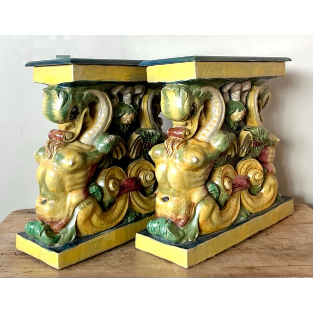 Vintage Coastal Glazed Terracotta Side Tables - A Pair For Sale - Image 11 of 12