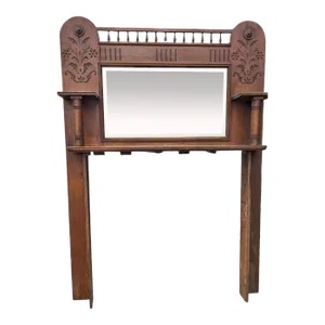 Vintage Oak Fireplace Surround With Mirror