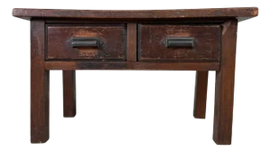 Japanese Minimalist Low Desk with Drawers, 1920s-1930s