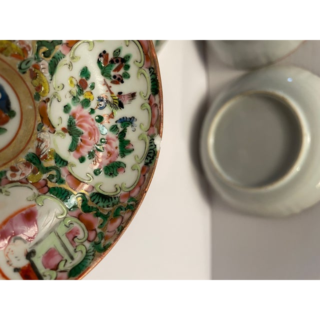 Ceramic Antique Rose Medallion Porcelain China - Set of 8 Pieces For Sale - Image 7 of 8