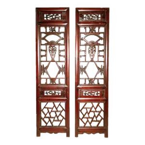 Early 19th Century Antique Chinese Screen PanelsCunninghamia Wood - A Pair