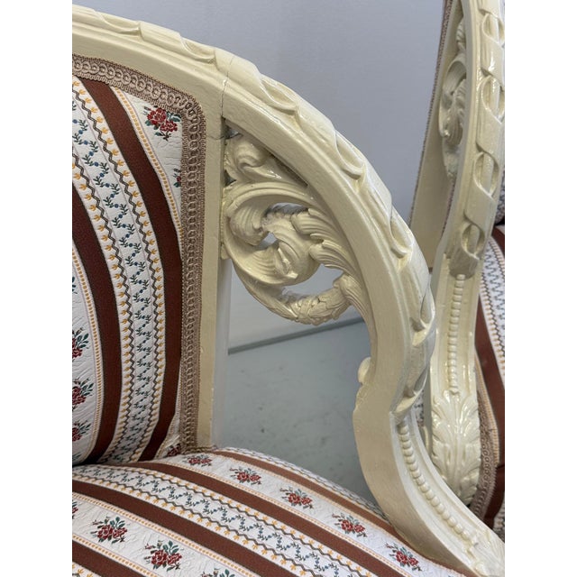 Wood Louis XV Rococo Revival White Armchairs, 1870s, Set of 2 For Sale - Image 7 of 8