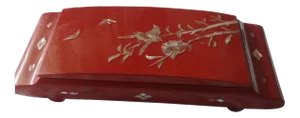 Late 20th Century Red Lacquer Mother of Pearl Inlay Ink Box