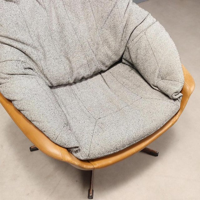 Textile Vintage Leather and Fabric Armchairs, 1970s, Set of 2 For Sale - Image 7 of 11
