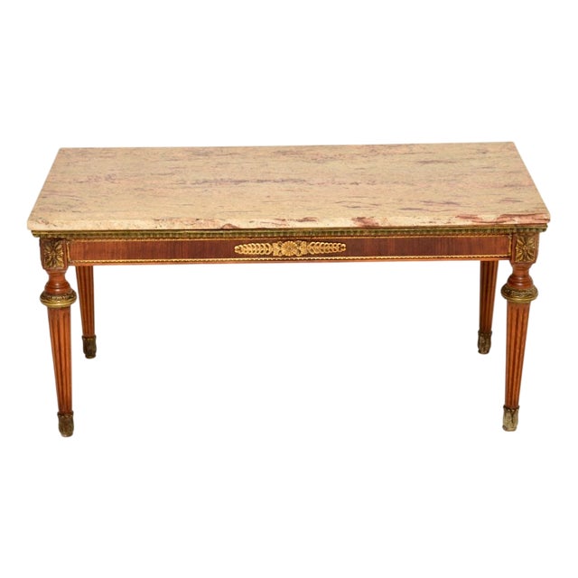 Vintage French Marble Top Coffee Table, 1930 For Sale