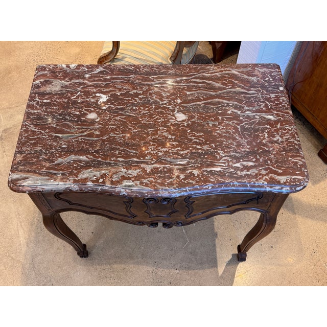 19th Century French Walnut Marble Top Console For Sale - Image 13 of 13