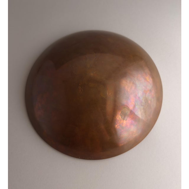 Late 20th Century Signed Copper and Black Stingray Shagreen Vide Poche Bowl With Pearl For Sale In Portland, OR - Image 6 of 8