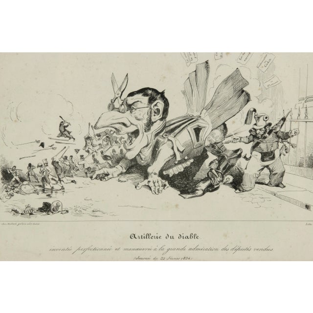 L’artillerie du Diable is an original lithograph, realized by Jean-Jacques Grandville in 1834, plate 371 from La...