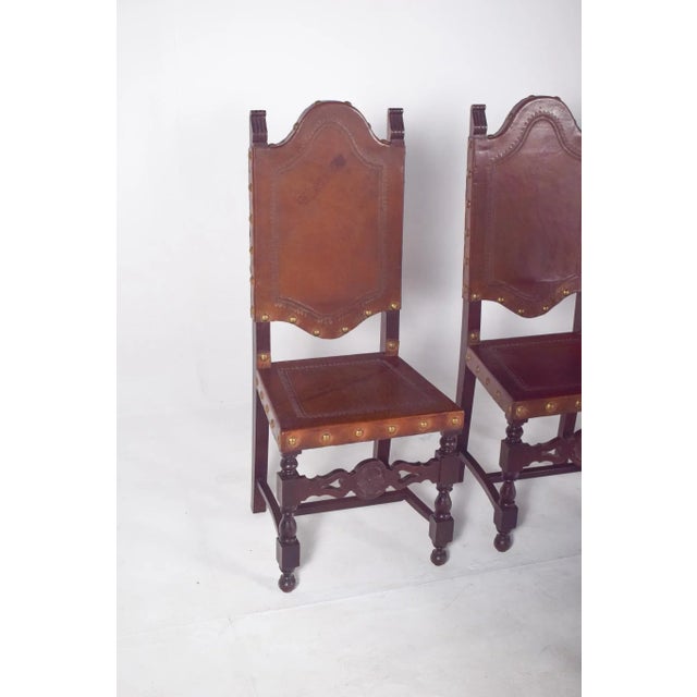 Dining Chairs with Leather Seats and Backs, Set of 5 For Sale - Image 5 of 15