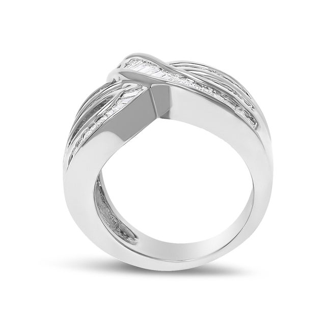 14K White Gold 2.0 Cttw Diamond Channel Set Bypass Ring, Size 7 For Sale In New York - Image 6 of 6