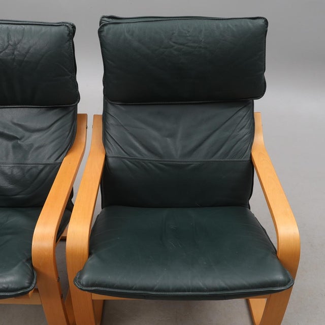 Points Armchairs in Birch and Leather Upholstery from Noboru Nakamura for Ikea, 1990s, Set of 2 For Sale - Image 4 of 9