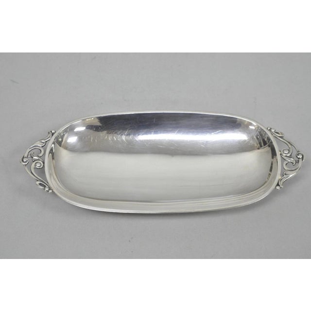 Vintage Denmark Gidom Fraberg Designed Silver Plated Narrow Trinket Candy Dish For Sale - Image 10 of 11