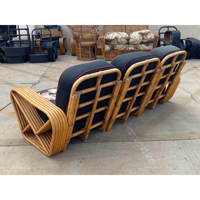 Restored MCM Frankl Style Six-Strand Rattan Sofa, Table, Chair Livingroom Set For Sale In Los Angeles - Image 6 of 14