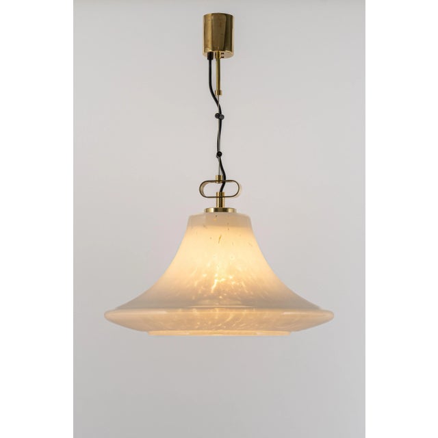 Large Limburg Brass With Opal Glass Pendant Light, Germany, 1970s For Sale - Image 6 of 12