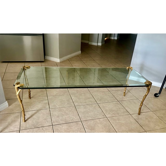 Metal P.E.Guerin Faux Bois Gilt Bronze Cocktail Table For Sale - Image 7 of 17