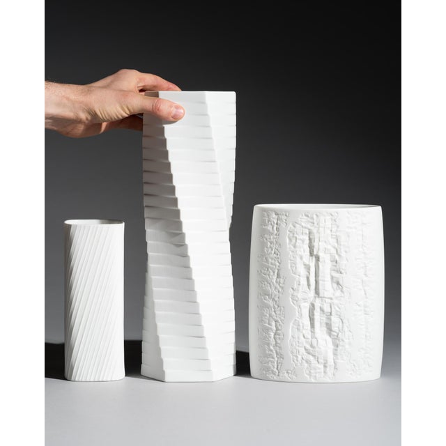 Ceramic White Bisque Porcelain Vases by Werner Schreib, Martin Freyer and Werner Uhl for Rosenthal, 1970s, Set of 3 For Sale - Image 7 of 18