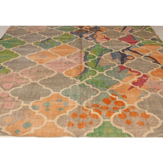 Vibrant Abstract Modern Hand-Knotted Wool Rug by Doris Leslie Blau For Sale In New York - Image 6 of 8