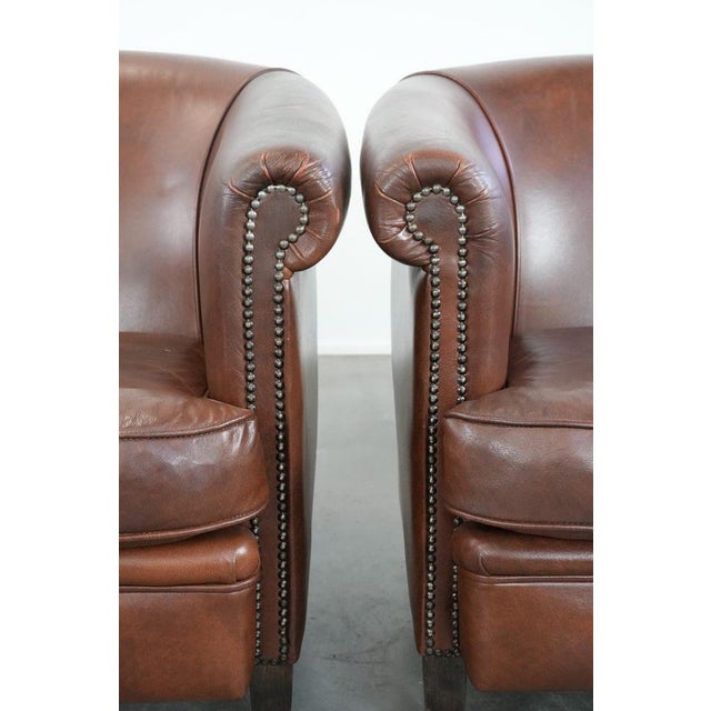 Club Chairs in Cowhide Leather, Set of 2 For Sale - Image 10 of 14
